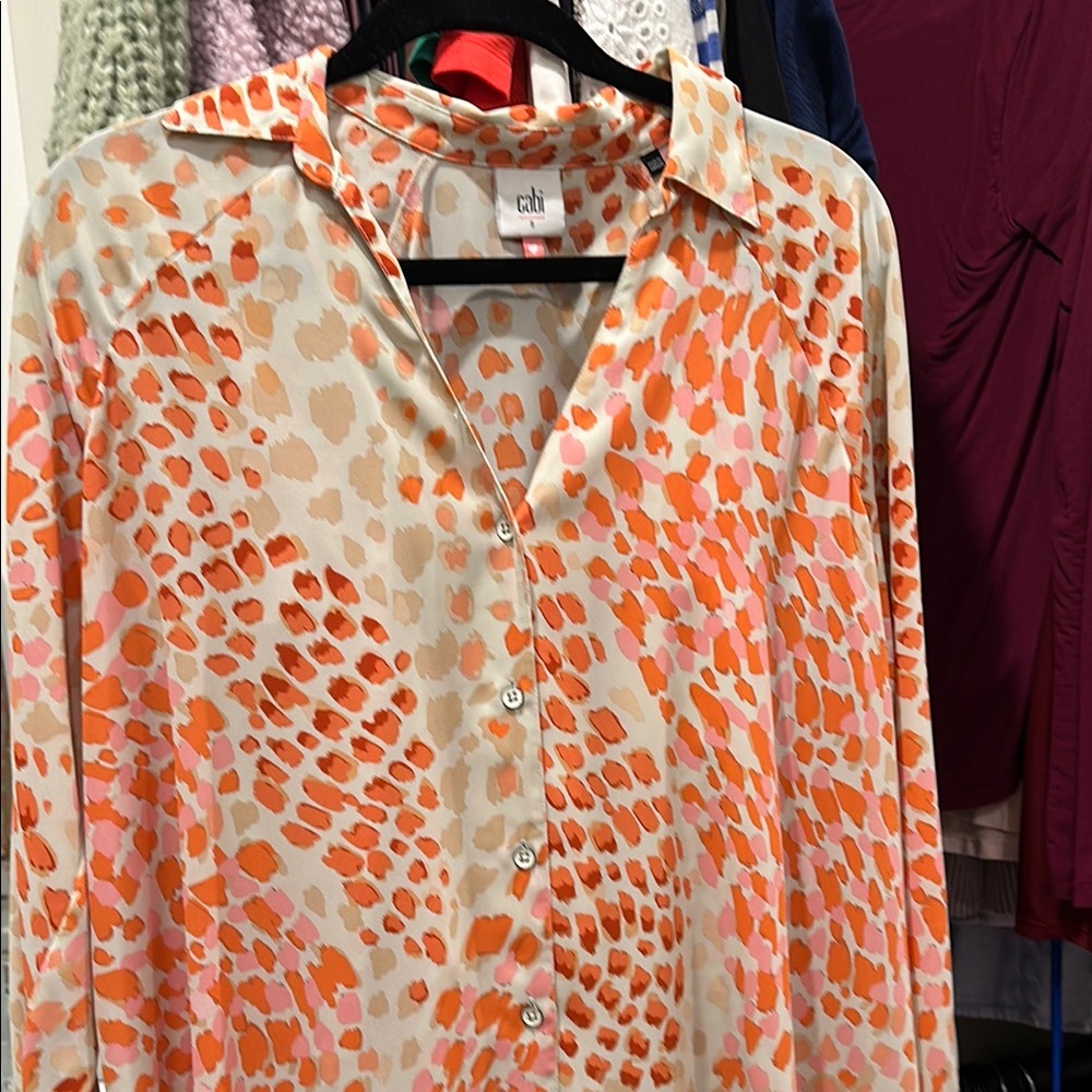 Chic Women's Orange and Cream Patterned Top